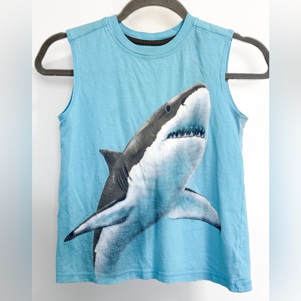 Jumping Beans Boys Shark Tank Top Aqua Blue Sleeveless XL 7X Cotton